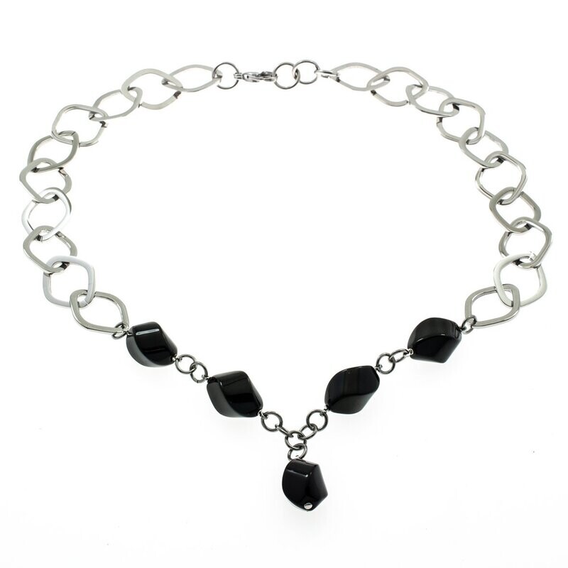 Edelstaal collier met onyx KATYA Edelstaal collier met onyx KATYA