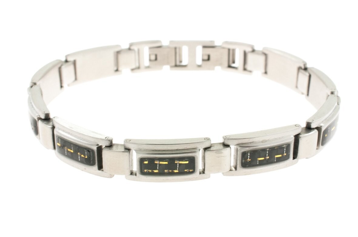Edelstaal armband voor heren met carbon JUSTIN