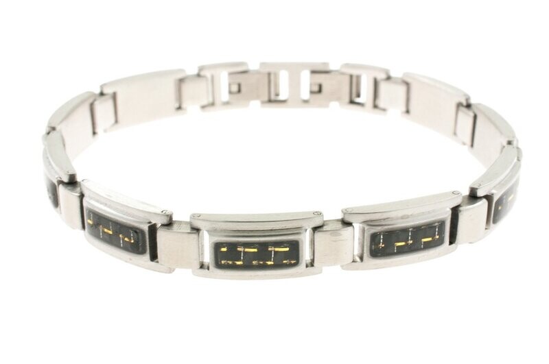 Edelstaal armband voor heren met carbon JUSTIN
