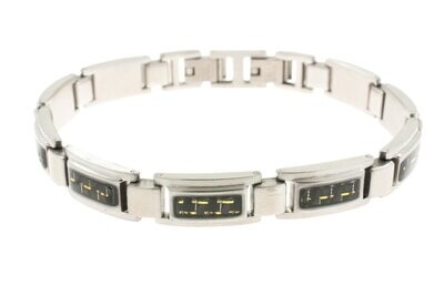 Edelstaal armband voor heren met carbon JUSTIN