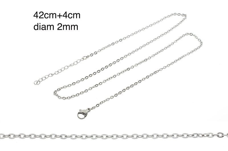 Edelstaal fijne ketting voor hanger 42+4cm MARIE