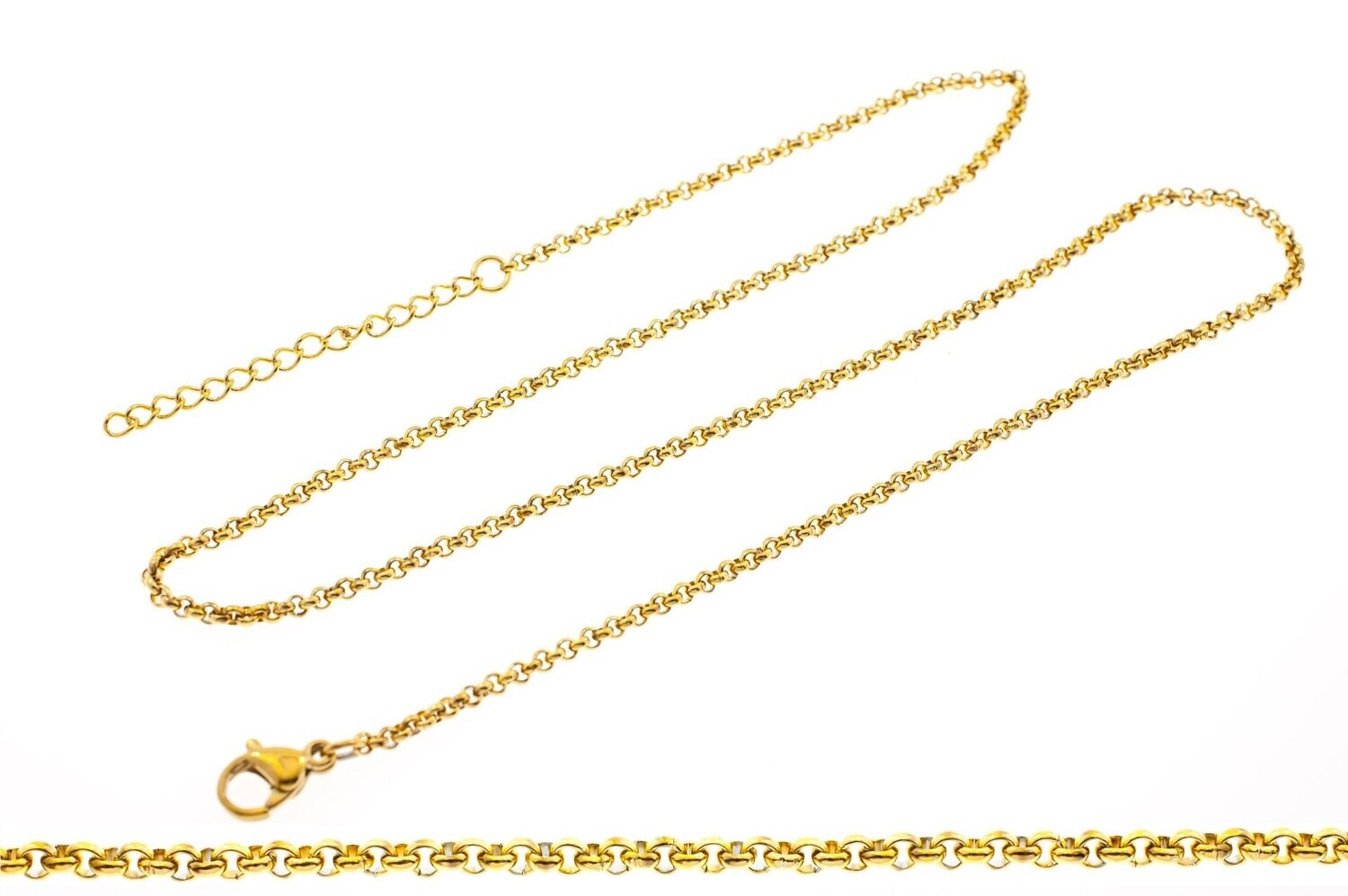Edelstaal fijne ketting voor hangers verguld met geel goud 50+10cm ADELINE