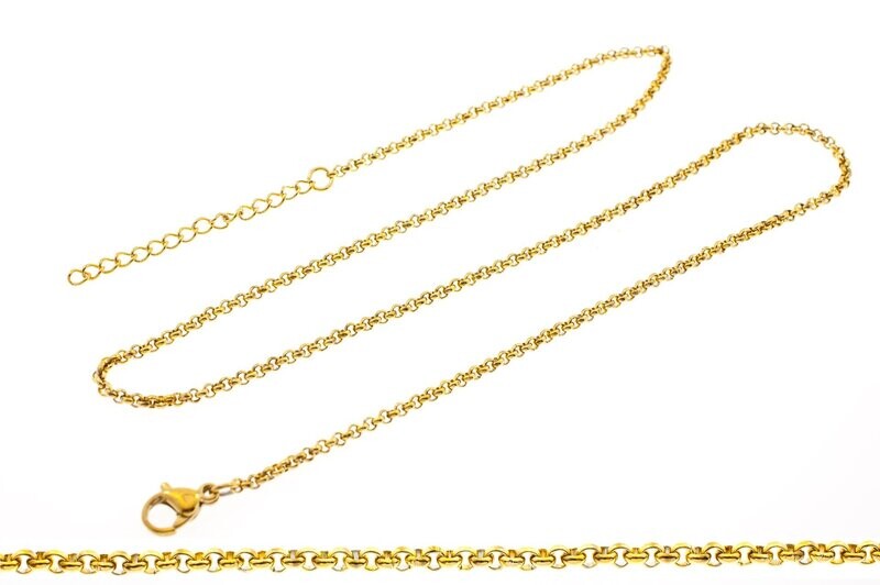 Edelstaal fijne ketting voor hangers verguld met geel goud 50+10cm ADELINE