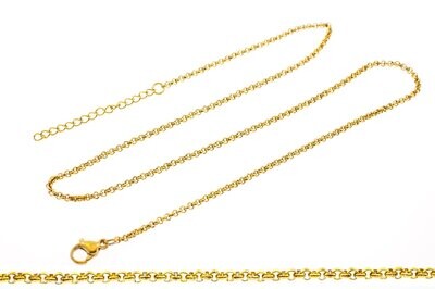 Edelstaal fijne ketting voor hangers verguld met geel goud 50+10cm ADELINE