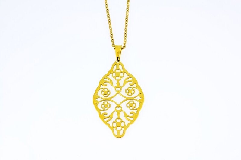 Edelstaal hanger met ketting verguld met geel goud CLARA Edelstaal hanger met ketting verguld met geel goud CLARA