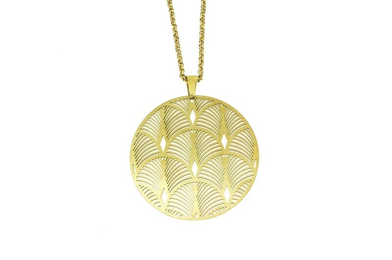 Edelstaal hanger met ketting en verguld met geel goud DEMI