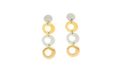 Edelstaal oorbellen deels verguld met geel goud GIULIA