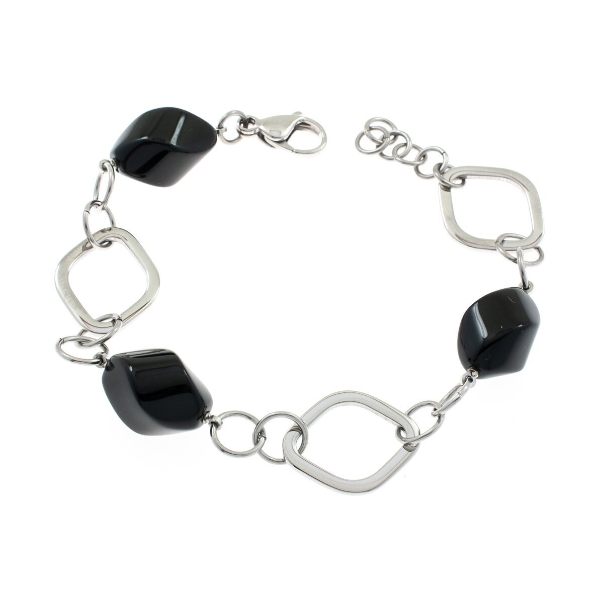Edelstaal armband met zwarte onyx KATYA
