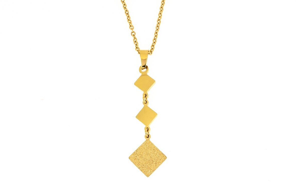 Edelstaal hanger met ketting verguld met geel goud WILLOW