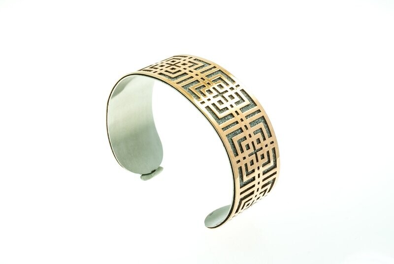 Edelstaal bangle met glitter verguld met rosé goud LIVIA
