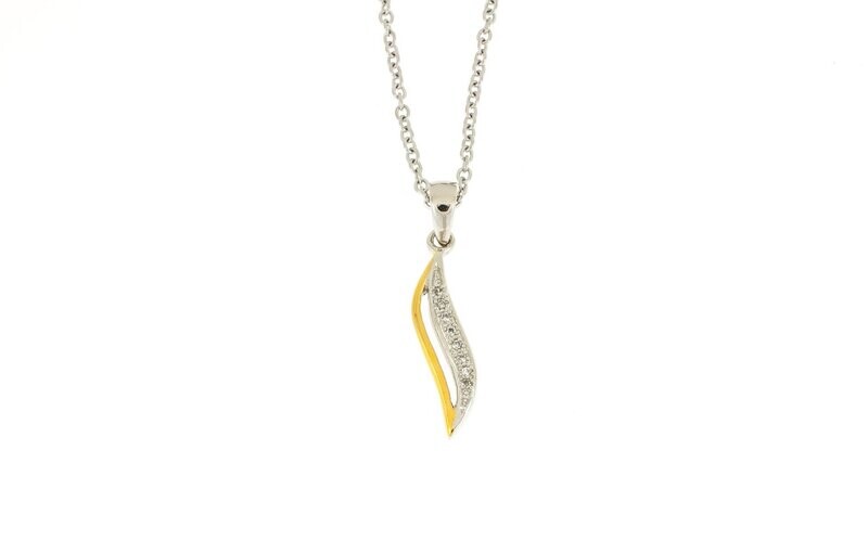 Plaqué hanger met steentjes en bicolor verguld en met ketting MARILYN