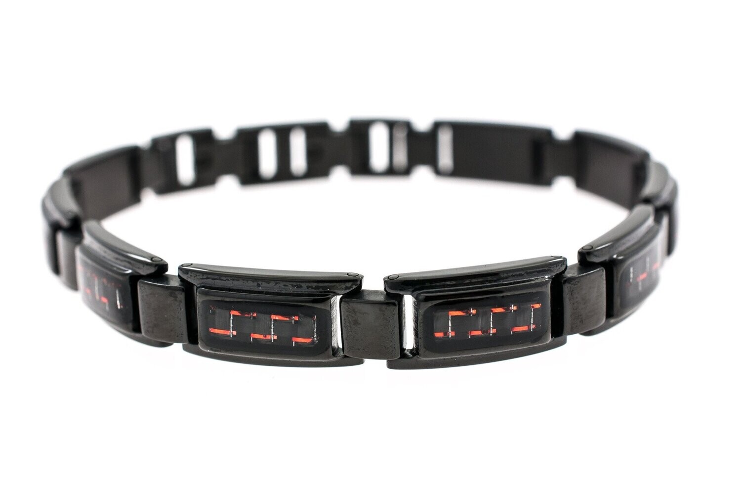 Edelstaal zwarte armband met carbon BRIAN