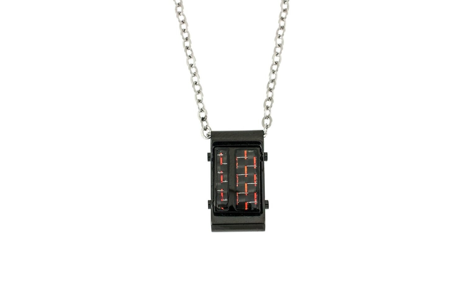 Edelstaal zwarte hanger met carbon en met ketting FABIAN