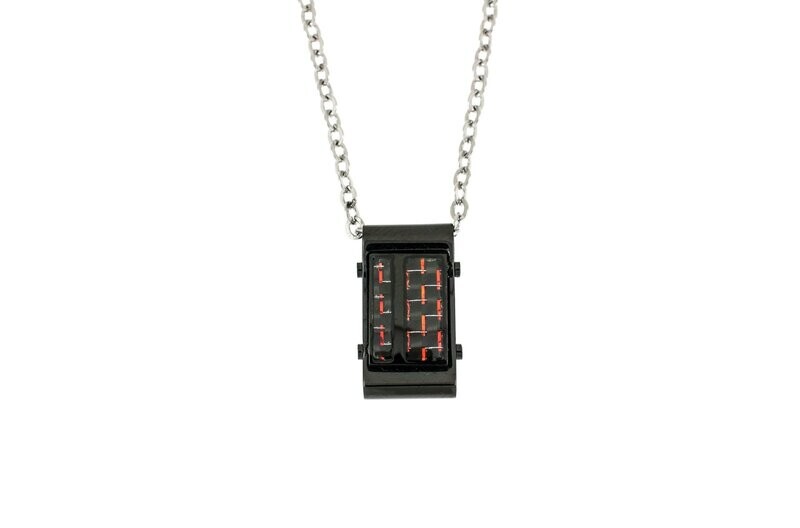 Edelstaal zwarte hanger met carbon en met ketting FABIAN