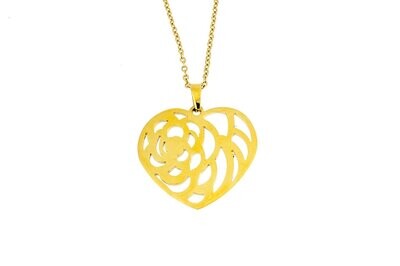 Edelstaal hanger met ketting verguld met geel goud LYLA