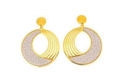 Edelstaal oorbellen met glitter en verguld met geel goud LANA