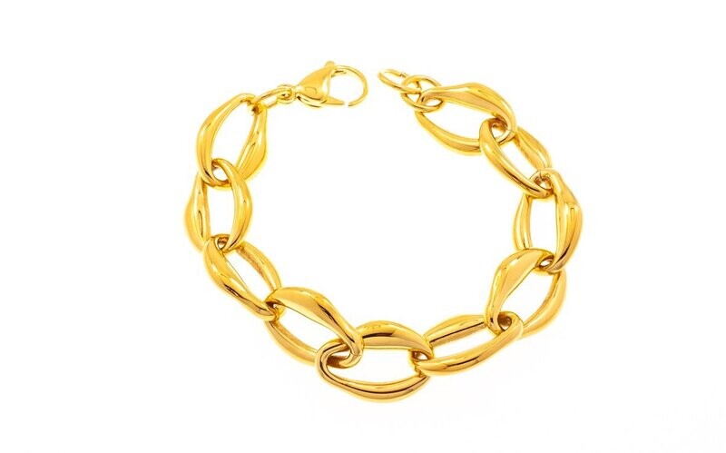 Edelstaal armband verguld met geel goud NANCY Edelstaal armband verguld met geel goud NANCY