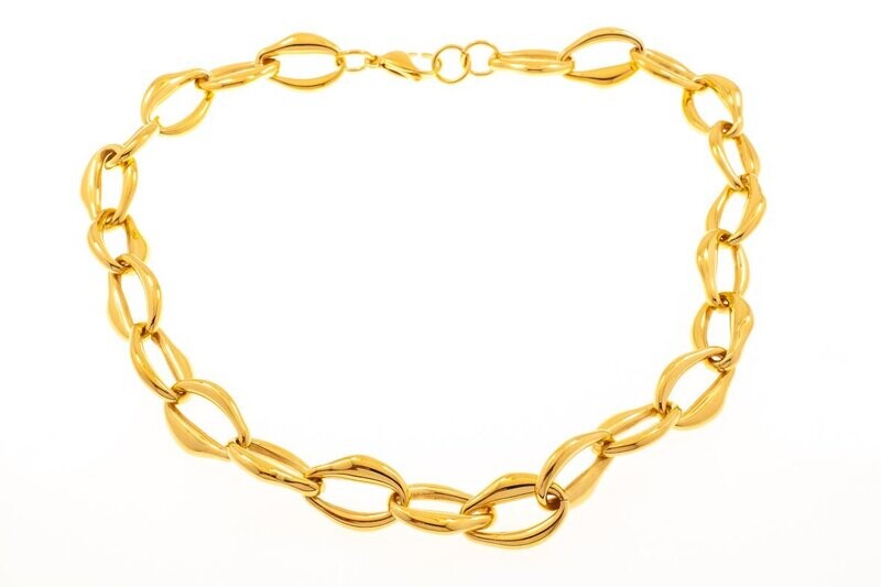 Edelstaal collier verguld met geel goud NANCY Edelstaal collier verguld met geel goud NANCY