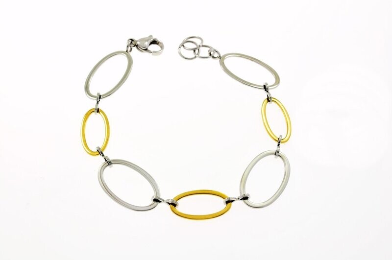 Edelstaal armband deels verguld met geel goud HELEN Edelstaal armband deels verguld met geel goud HELEN