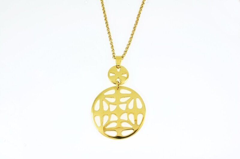 Edelstaal hanger met ketting verguld met geel goud ALICE
