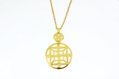 Edelstaal hanger met ketting verguld met geel goud ALICE