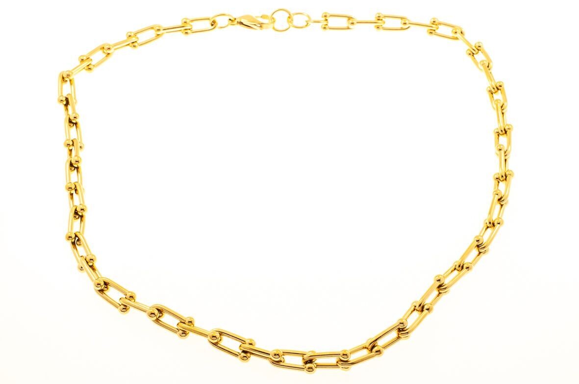 Edelstaal collier verguld met geel goud model ADELE