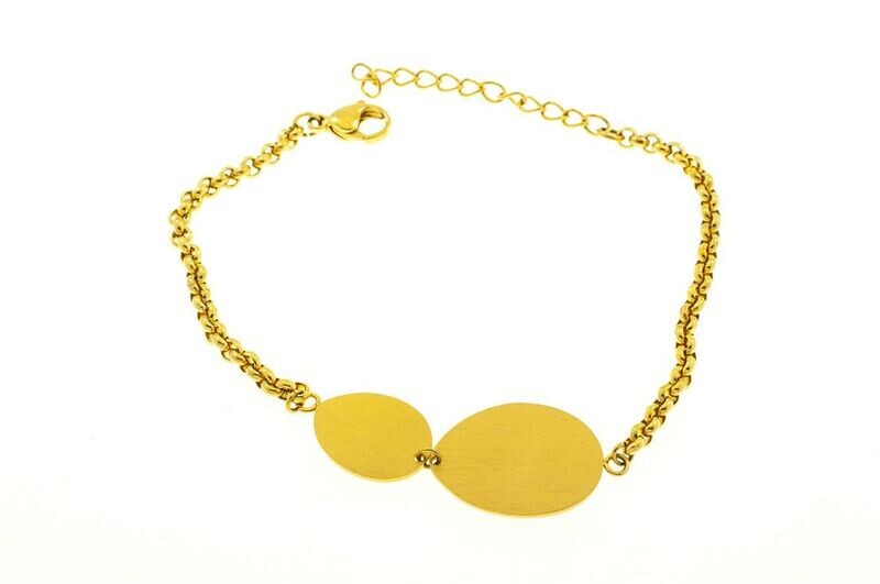 Edelstaal armband verguld met geel goud - glanzend/mat model LAURA