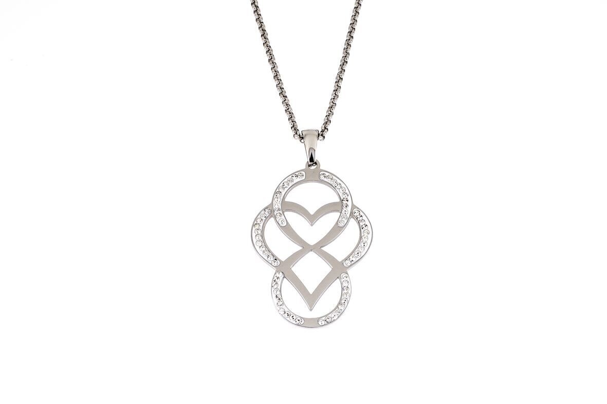 Edelstaal hanger met kristallen en met ketting CARLY