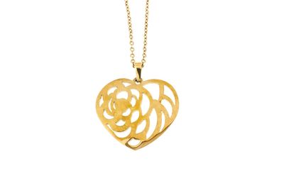 Edelstaal RVS hanger met ketting - met rosé goud verguld - model LENA