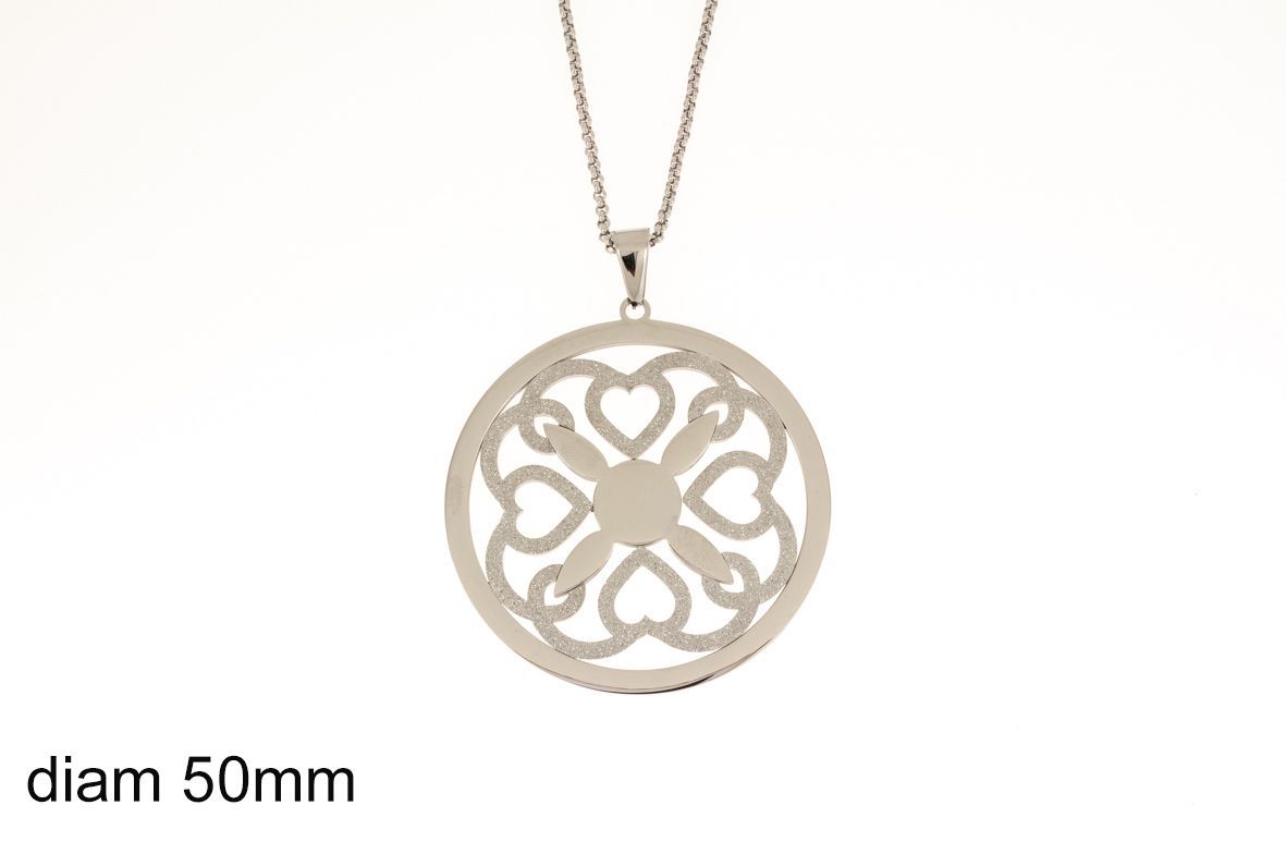 Edelstaal grote hanger met passende ketting model LYDIA