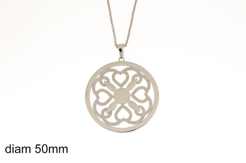 Edelstaal grote hanger met passende ketting model LYDIA
