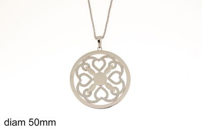 Edelstaal grote hanger met passende ketting model LYDIA Edelstaal grote hanger met passende ketting model LYDIA