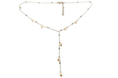 Edelstaal collier in "Y" vorm met zoetwater parels model LORI