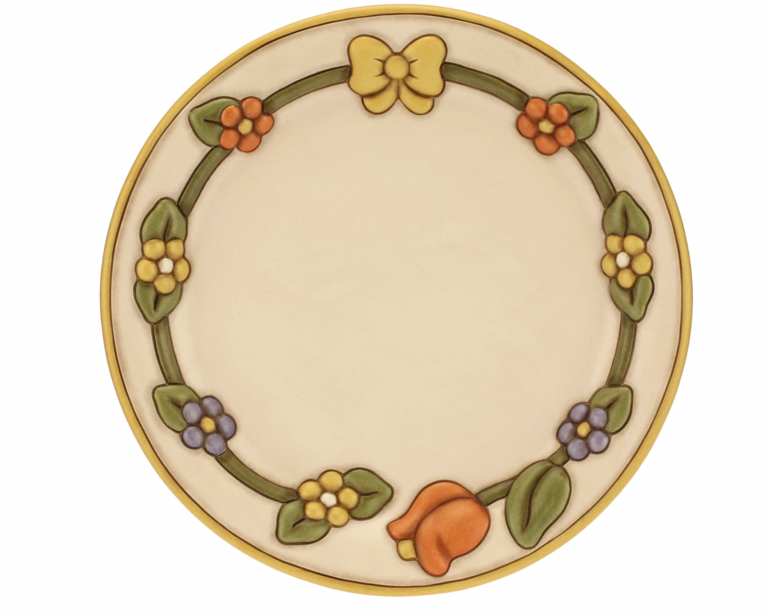 THUN - Centrotavola in ceramica Country con fiori e fiocco