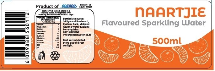 Label Gozone Carbonated Naartjie flavoured mineral water 500ml
