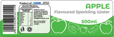 Label Gozone Carbonated Apple flavoured mineral water 500ml