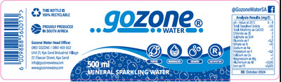 Label Gozone Carbonated Mineral Water 500ml