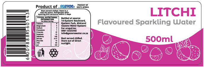 Label Gozone Carbonated Litchi Flavoured Mineral Water 500ml
