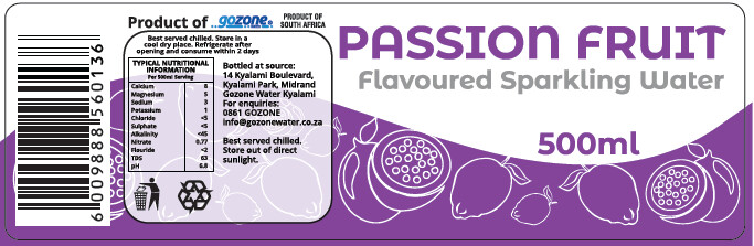 Label Gozone Carbonated Passion Fruit flavoured mineral water 500ml