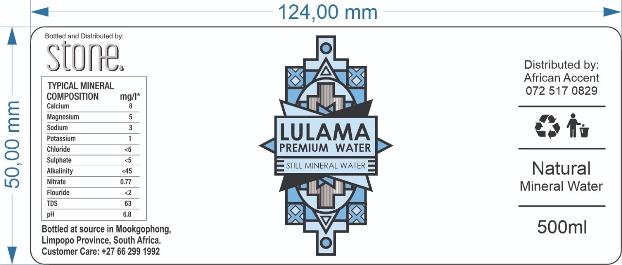 Label Lulama Still Mineral Water 500ml