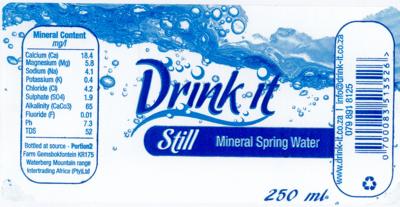 Label Drink-it Still mineral water 250ml