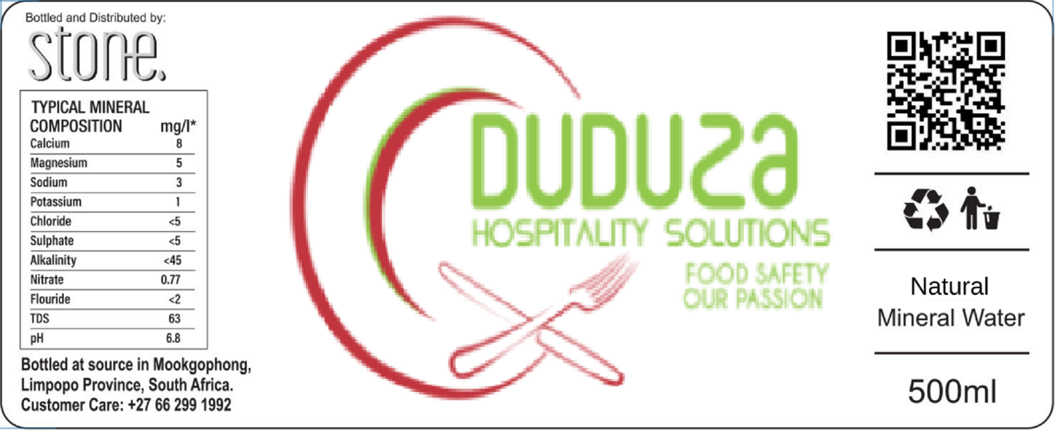 Label Duduza Still mineral water 500ml
