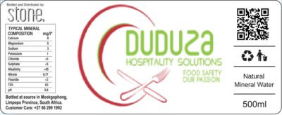 Label Duduza Still mineral water 500ml