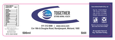 Label Ceva Animal Care Still Mineral Water500ml