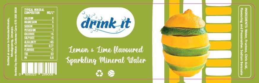 Label Drink-it Carbonated Lemon Lime flavoured mineral water 500ml