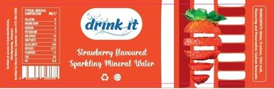 Label Drink-it Carbonated Strawberry flavoured mineral water 500ml