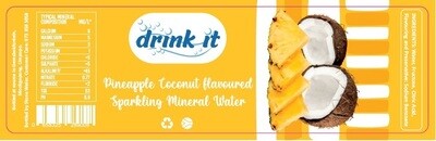 Label Drink-it Carbonated Coco Pine flavoured mineral water 500ml
