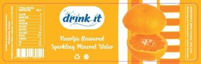 Label Drink-it Carbonated Naartjie flavoured mineral water 500ml