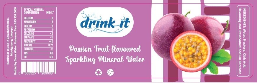 Label Drink-it Carbonated Passion Fruit Flavoured Mineral Water 500ml