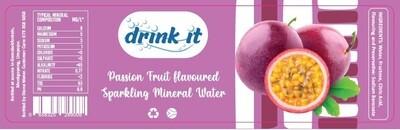 Label Drink-it Carbonated Passion Fruit Flavoured Mineral Water 500ml